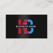 Carte De Visite Monogramme de construction bleu et rouge (Devant)