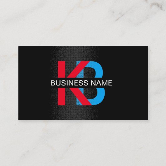 Carte De Visite Monogramme de construction bleu et rouge (Devant)
