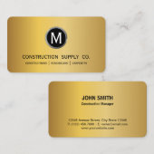 Carte De Visite Monogramme de construction moderne LOGO Métal d'or (Devant / Derrière)