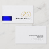 Carte de visite Monogramme de consultant blanc ble (Devant / Derrière)