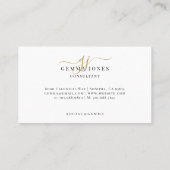 Carte De Visite Monogramme de consultant en script or minimal (Dos)