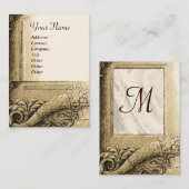 Carte De Visite MONOGRAMME DE CORNUCOPIE Brown Sepia White (Devant / Derrière)