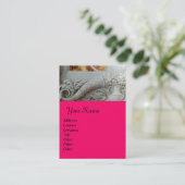 Carte De Visite MONOGRAMME DE CORNUCOPIE, gris clair, fuchsia, ros (Debout devant)