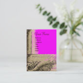 Carte De Visite MONOGRAMME DE CORNUCOPIE, gris clair, noir, rose, (Debout devant)