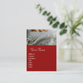 Carte De Visite MONOGRAMME DE CORNUCOPIE, gris clair, rouge (Debout devant)