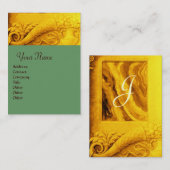 Carte De Visite MONOGRAMME DE CORNUCOPIE, jaune or brillant, vert (Devant / Derrière)