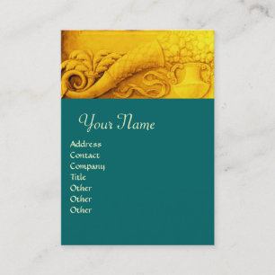 Carte De Visite MONOGRAMME DE CORNUCOPIE, jaune or brillant, vert