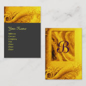 Carte De Visite MONOGRAMME DE CORNUCOPIE, jaune or clair, gris (Devant / Derrière)