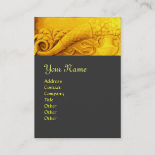 Carte De Visite MONOGRAMME DE CORNUCOPIE, jaune or clair, gris