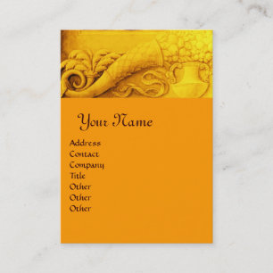Carte De Visite MONOGRAMME DE CORNUCOPIE, jaune or clair orange