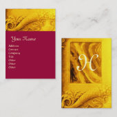 Carte De Visite MONOGRAMME DE CORNUCOPIE, jaune or clair rouge (Devant / Derrière)