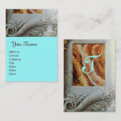 Carte De Visite MONOGRAMME DE CORNUCOPIE, noir clair, gris, bleu c (Devant / Derrière)