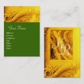 Carte De Visite MONOGRAMME DE CORNUCOPIE, vert jaune or clair (Devant / Derrière)