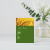 Carte De Visite MONOGRAMME DE CORNUCOPIE, vert jaune or clair (Debout devant)