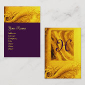 Carte De Visite MONOGRAMME DE CORNUCOPIE, violet jaune or clair (Devant / Derrière)