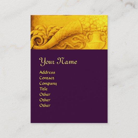 Carte De Visite MONOGRAMME DE CORNUCOPIE, violet jaune or clair (Devant)