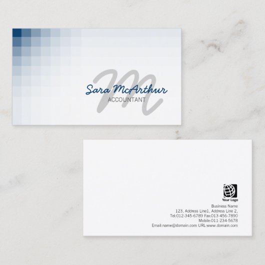 Carte De Visite Monogramme de couleur Cursive des Services Financi (Devant / Derrière)