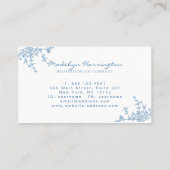 Carte De Visite Monogramme de crête Florale Bleu Français Classiqu (Dos)