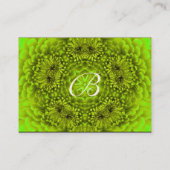 Carte De Visite MONOGRAMME DE DAHLIA VERT, noir blanc (Dos)