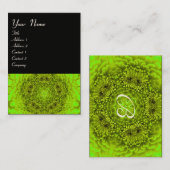 Carte De Visite MONOGRAMME DE DAHLIA VERT, noir blanc (Devant / Derrière)
