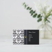 Carte De Visite MONOGRAMME DE DAMASK CLASSÉ, agate noire (Debout devant)