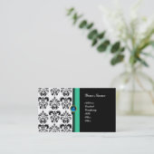 Carte De Visite MONOGRAMME DE DAMASK CLASSÉ, saphir noir (Debout devant)