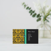 Carte De Visite MONOGRAMME DE DAMASK CLASSÉ, saphir noir (Debout devant)