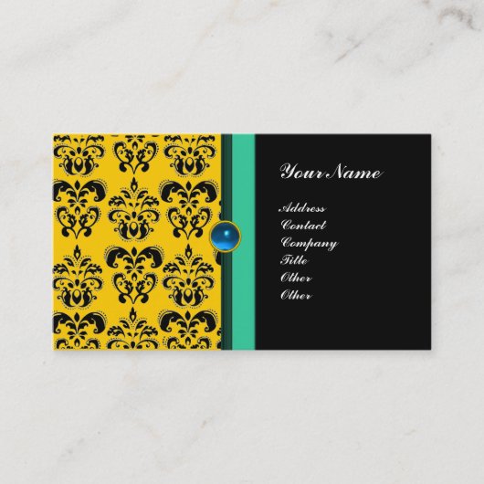 Carte De Visite MONOGRAMME DE DAMASK CLASSÉ, saphir noir (Devant)