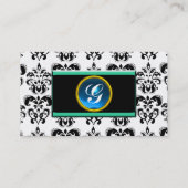Carte De Visite MONOGRAMME DE DAMASK CLASSY, platine saphir noir (Dos)
