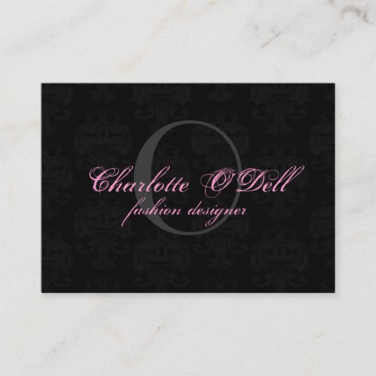 Carte De Visite monogramme de damassé ; gris noir (Devant)