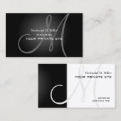 Carte De Visite Monogramme de dégradé noir (Devant / Derrière)
