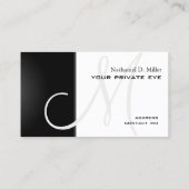 Carte De Visite Monogramme de dégradé noir (Dos)
