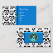 Carte De Visite MONOGRAMME DE DOMMASQUE CLASSÉ bleu aquamarine (Devant / Derrière)