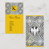 CARTE DE VISITE MONOGRAMME DE DOMMASQUES DE L'AIGLE ROMAIN JAUNE E (Devant / Derrière)