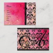 Carte De Visite MONOGRAMME DE DOMMASQUES D'OR ROSE, fuchsia (Devant / Derrière)