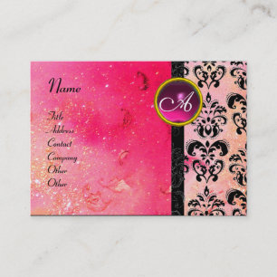 Carte De Visite MONOGRAMME DE DOMMASQUES D'OR ROSE, fuchsia