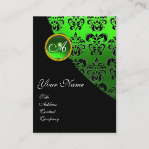 CARTE DE VISITE MONOGRAMME DE DOMMASQUES ÉMERAUDES VERTS