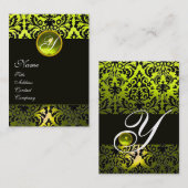 Carte De Visite MONOGRAMME DE DOMMASQUES JAUNES NOIRS, Topaz (Devant / Derrière)