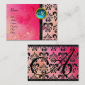 Carte De Visite MONOGRAMME DE DOMMASQUES ROSE D'OR, bleu fuchsia (Devant / Derrière)