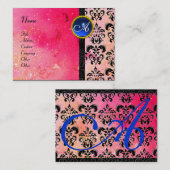 Carte De Visite MONOGRAMME DE DOMMASQUES ROSE D'OR, bleu fuchsia (Devant / Derrière)