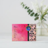 Carte De Visite MONOGRAMME DE DOMMASQUES ROSE D'OR, bleu fuchsia (Debout devant)