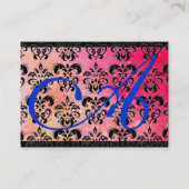 Carte De Visite MONOGRAMME DE DOMMASQUES ROSE D'OR, bleu fuchsia (Dos)