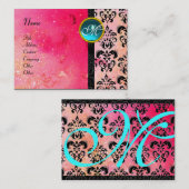 Carte De Visite MONOGRAMME DE DOMMASQUES ROSE D'OR, bleu fuchsia (Devant / Derrière)