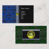 Carte De Visite MONOGRAMME DE DOMMASSE CLASSÉ topaz jaune bleu ver (Devant / Derrière)