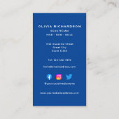 Carte De Visite Monogramme de fille Nom du script Bleu Blanc Rouge (Dos)