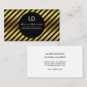 Carte De Visite Monogramme de flamme d'or Cercle et rayures (Devant / Derrière)