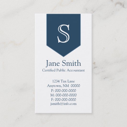 Carte de visite Monogramme de flèche verticale, Ro (Devant)