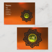Carte De Visite MONOGRAMME DE FLEURS CELTIQUES AGATE orange jaune  (Devant / Derrière)