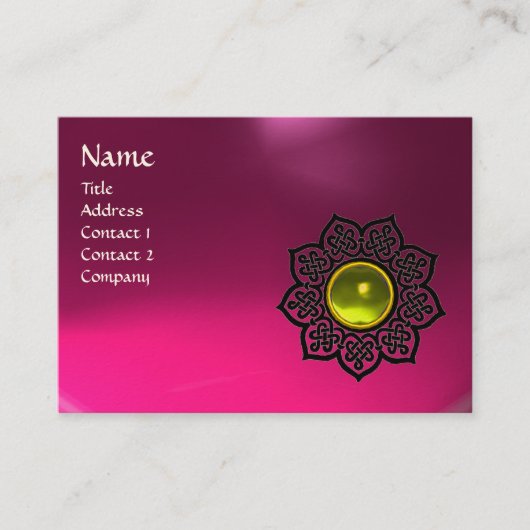Carte De Visite MONOGRAMME DE FLEURS CELTIQUES AMÉthyste rose, top (Devant)