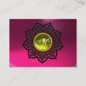Carte De Visite MONOGRAMME DE FLEURS CELTIQUES AMÉthyste rose, top (Dos)